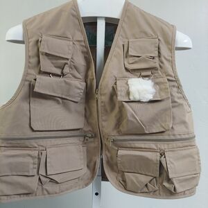 River Run Vintage Tan Fishing Vest Outdoor Gear Men Size Small Waterproof Zip‎
